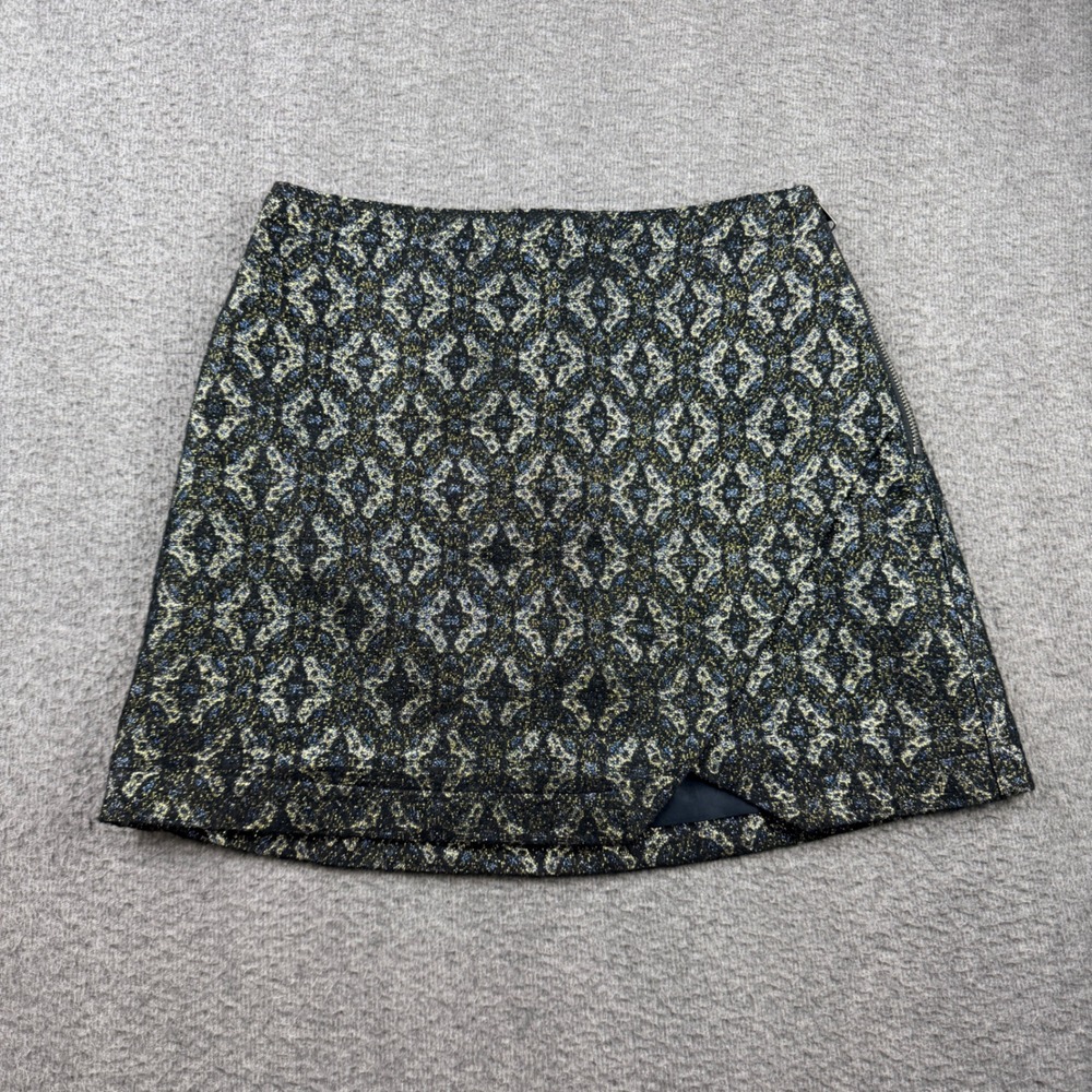 Abercrombie & Fitch Metallic Gold Blue Women's Size 6 Tapestry Mini Skirt
